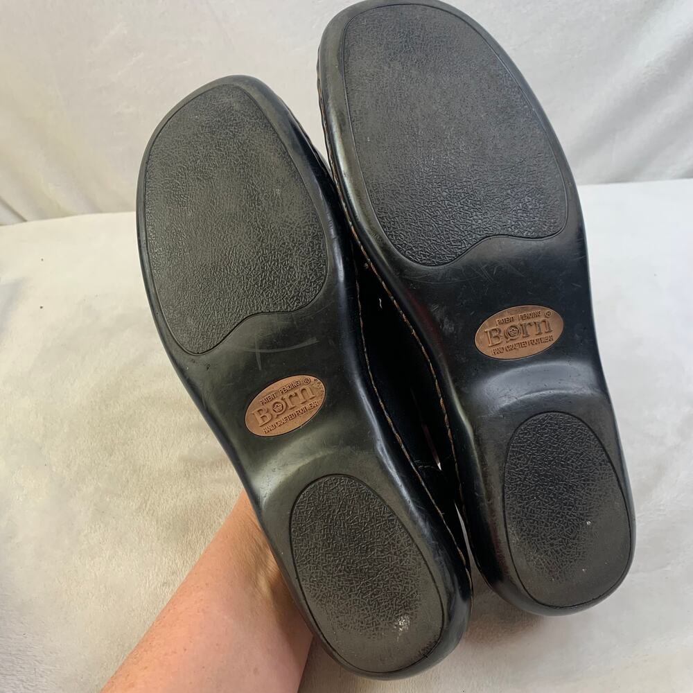 Born Jem Black Leather Mary Jane Flats Womens Sz 10 Babydoll Top Strap READ - Picture 5 of 9